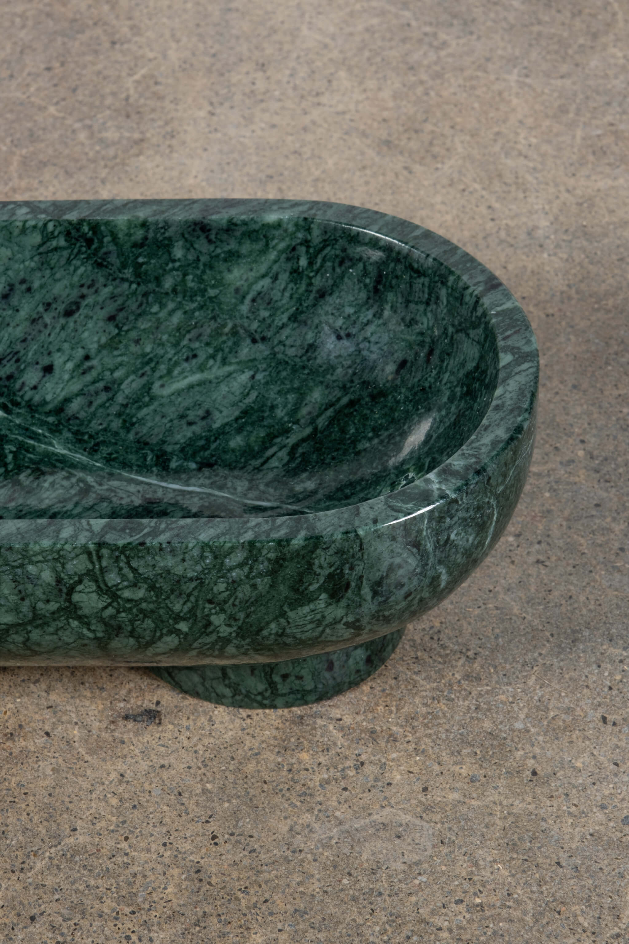 Footed Oval Bowl in Green Marble - Image 2