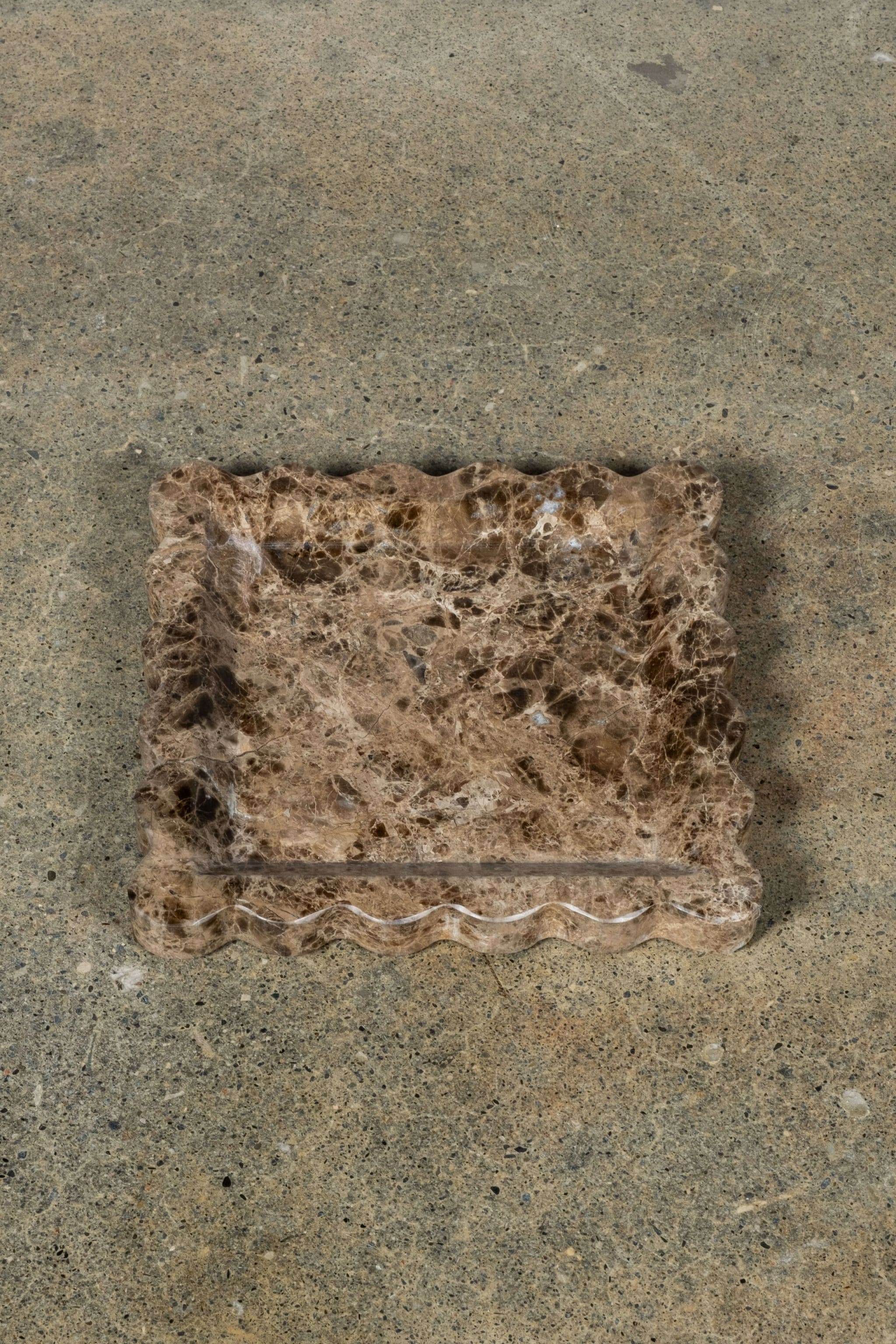 Scalloped Travertine Tray, Brown