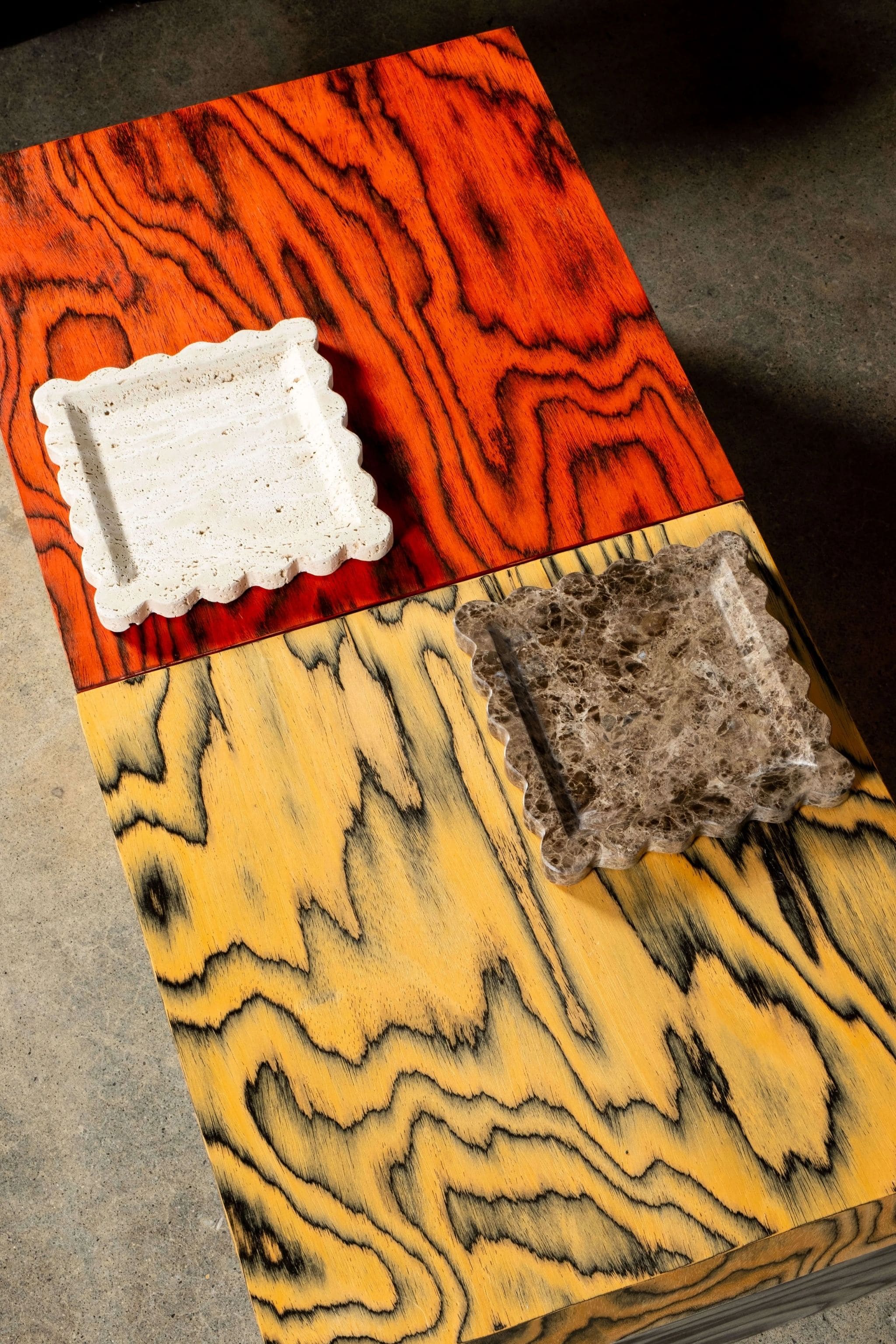 Scalloped Travertine Tray, Brown - Image 2