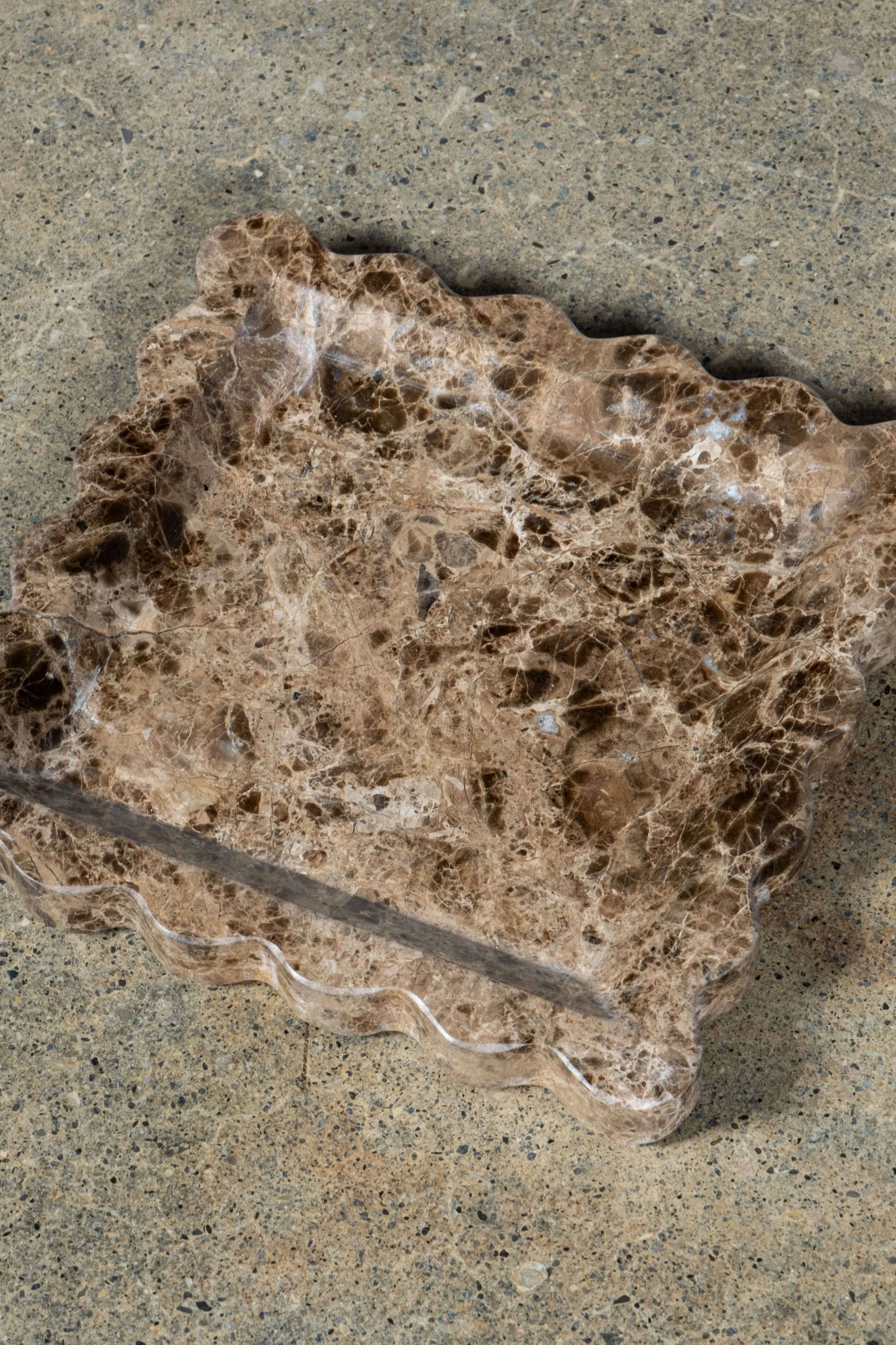 Scalloped Travertine Tray, Brown - Image 3