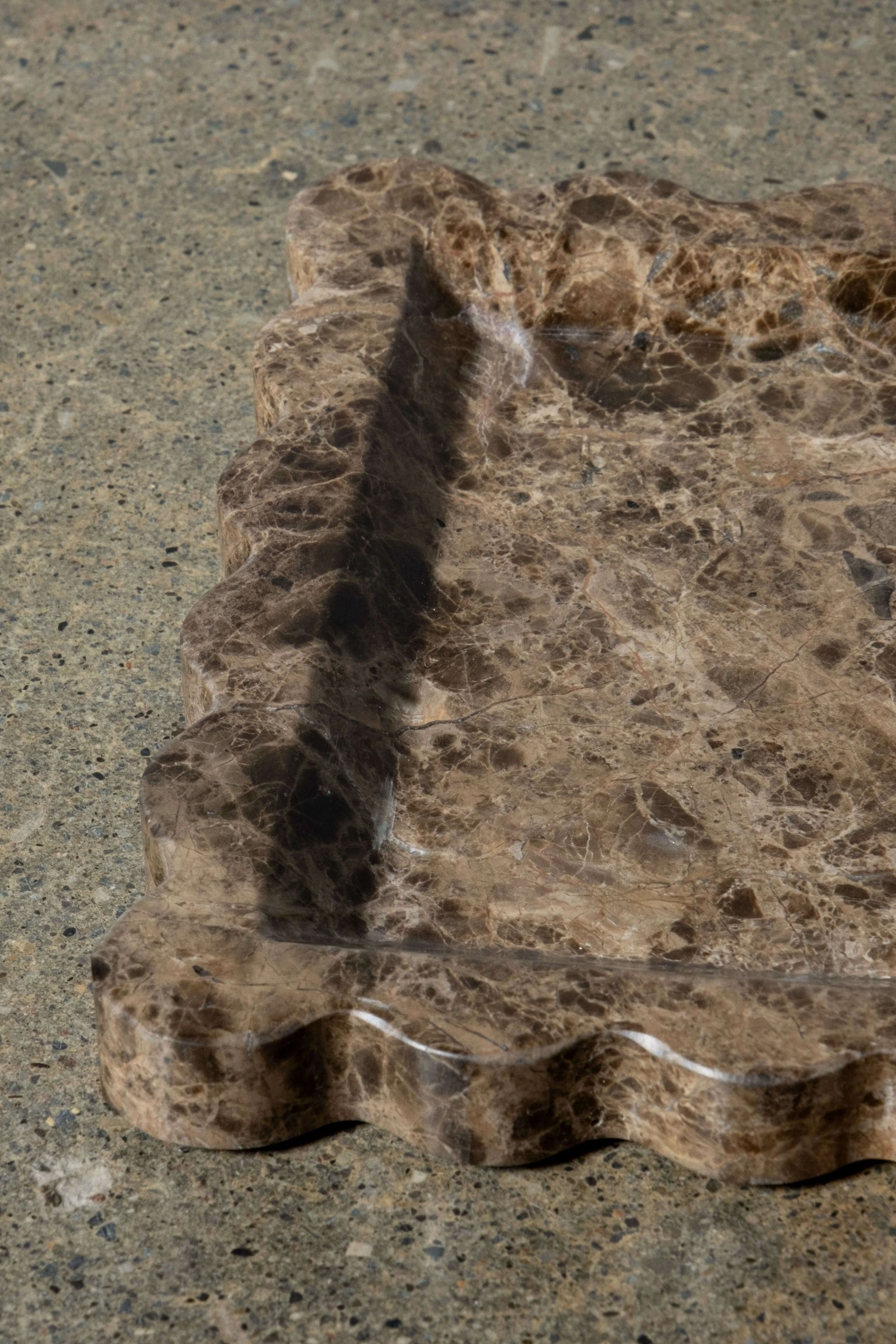 Scalloped Travertine Tray, Brown - Image 4