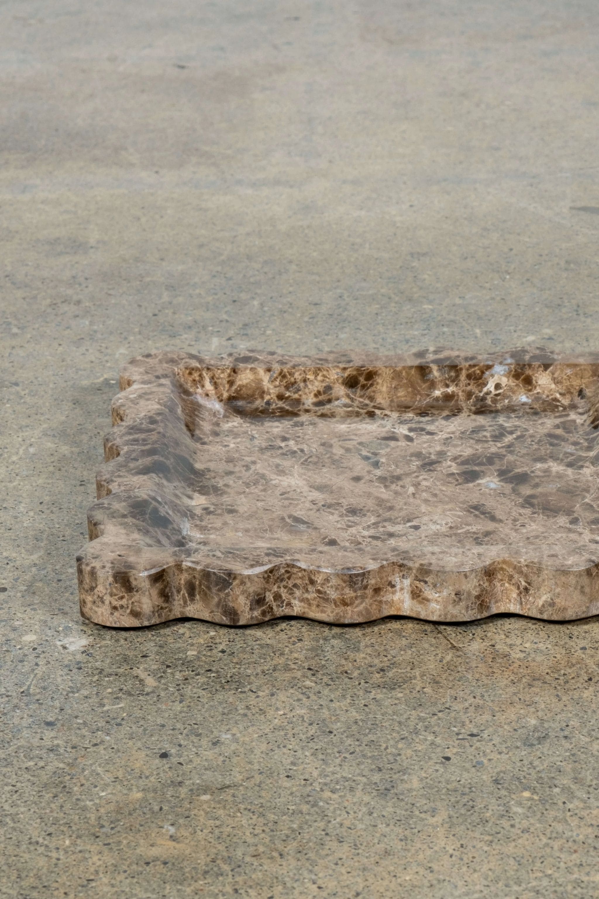 Scalloped Travertine Tray, Brown - Image 5