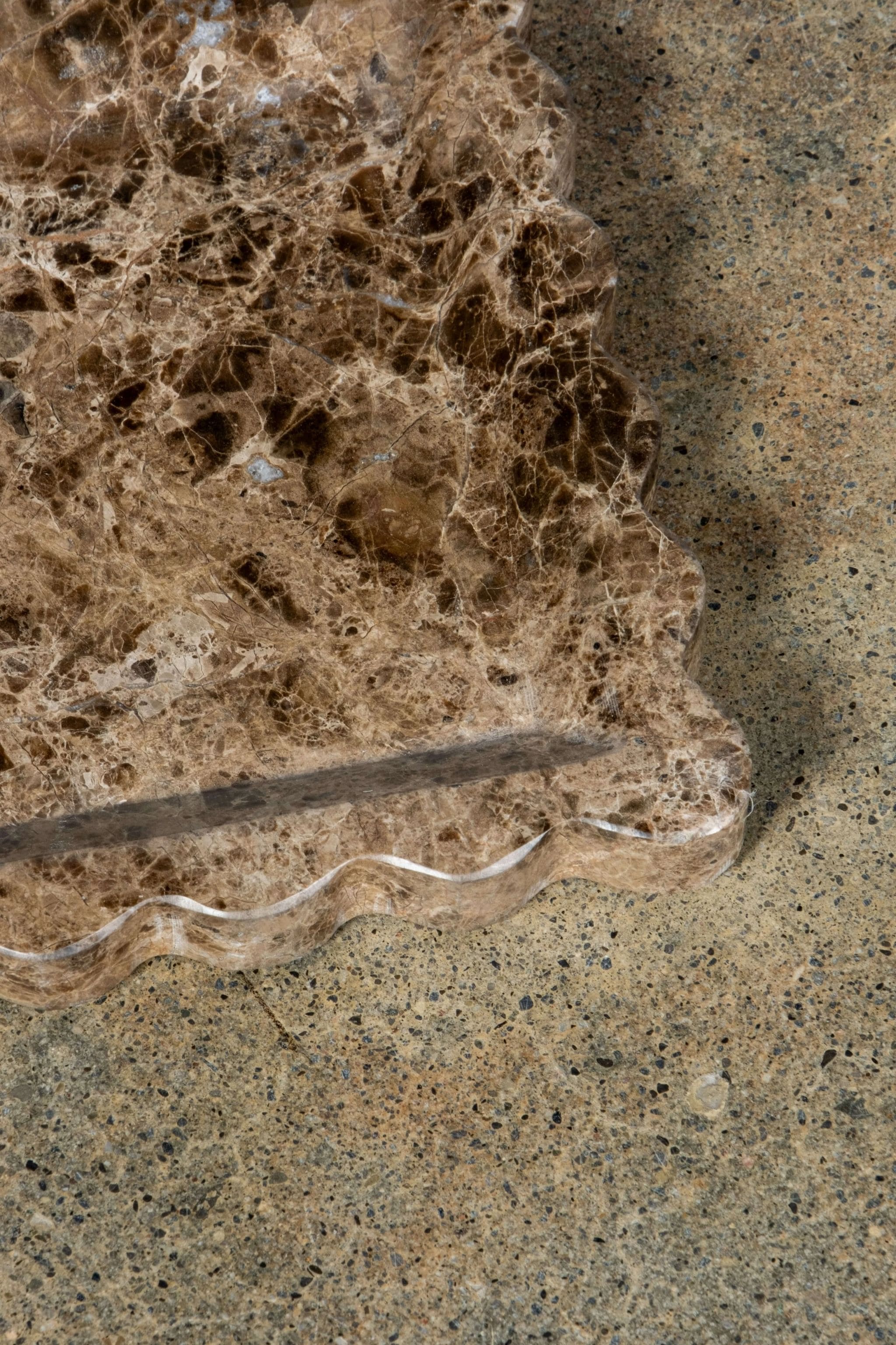 Scalloped Travertine Tray, Brown - Image 6