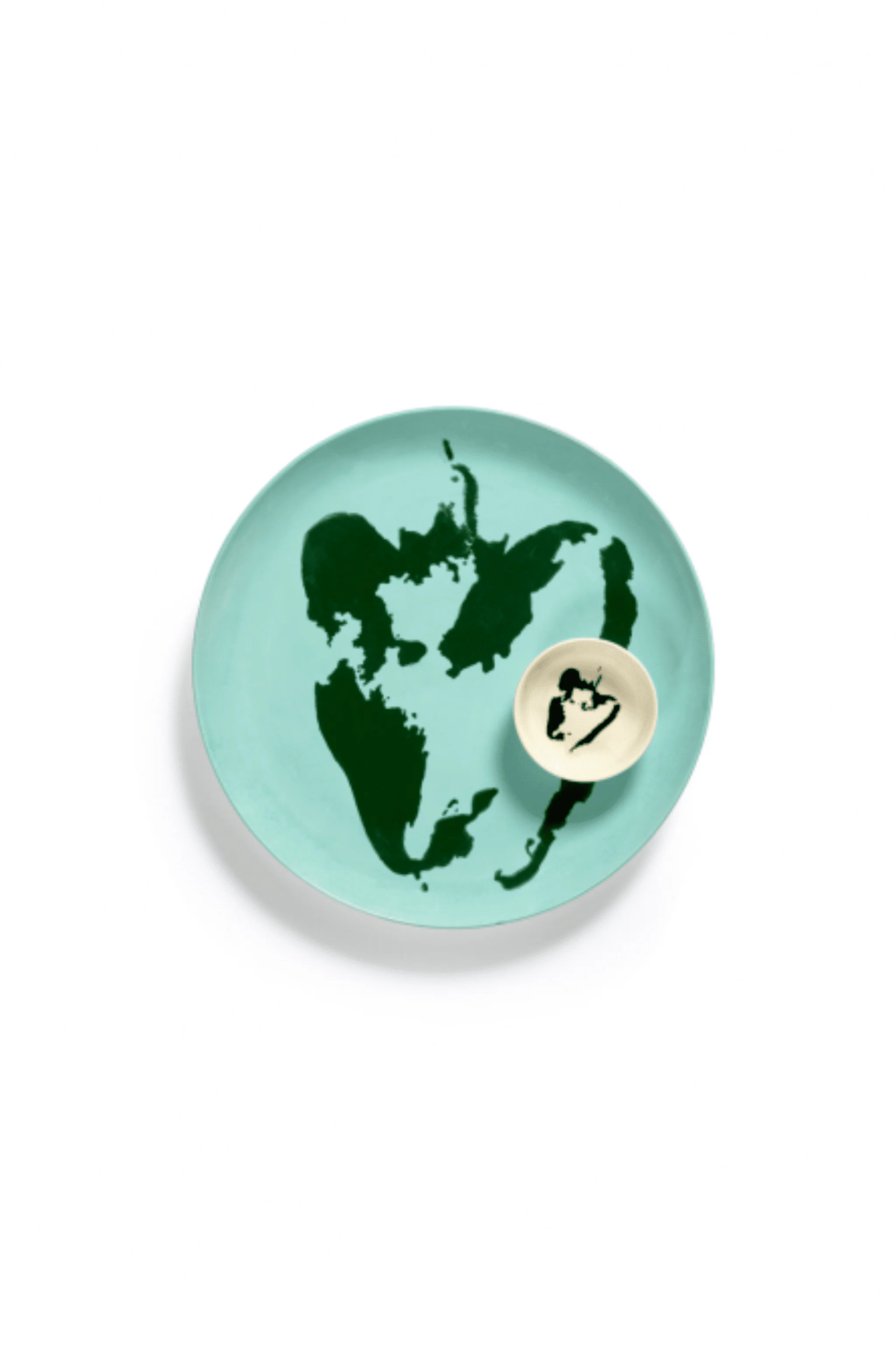Set of 2 Large Plates, Azure with Green Pepper - Image 3