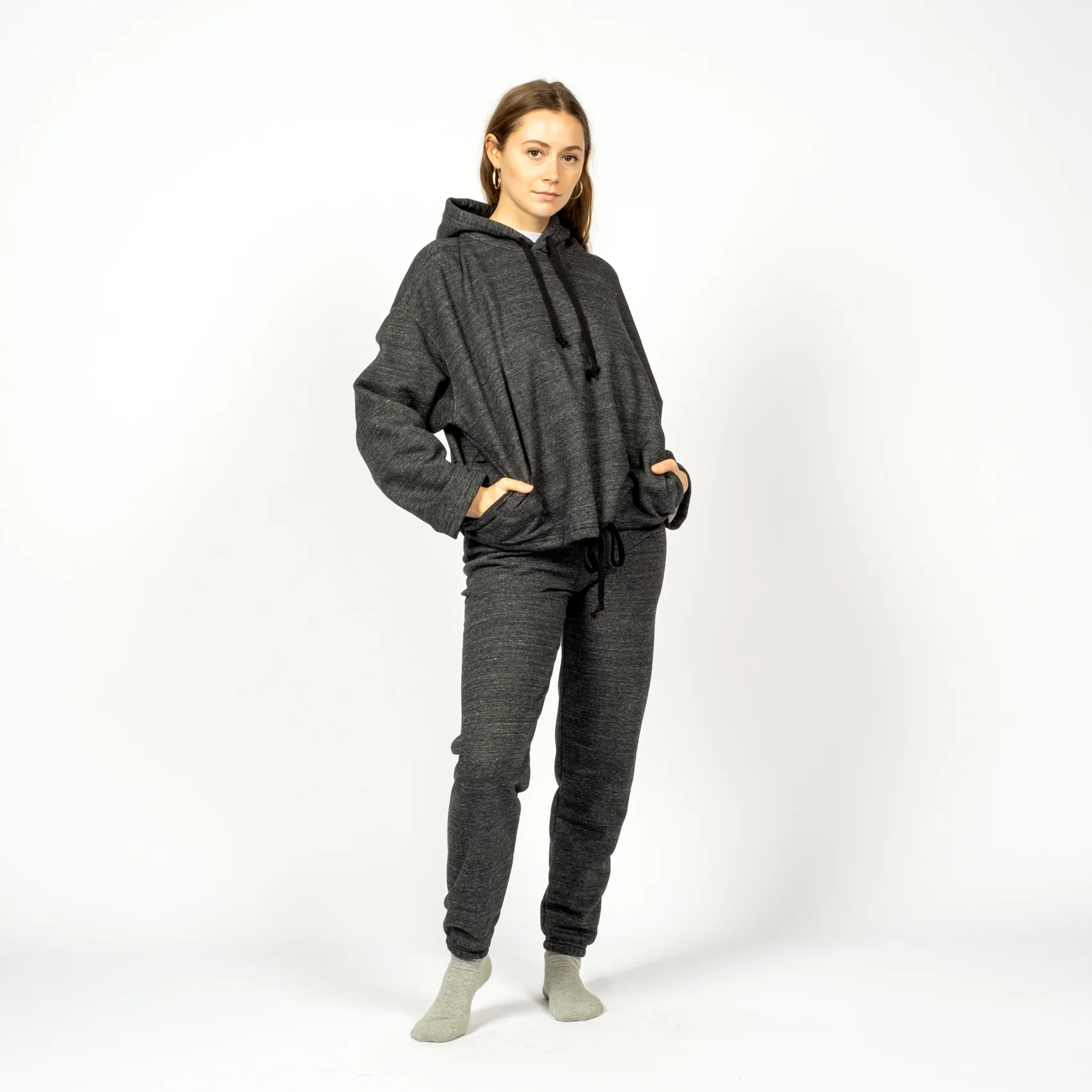 Unisex Poncho Hoodie - Charcoal - Image 4