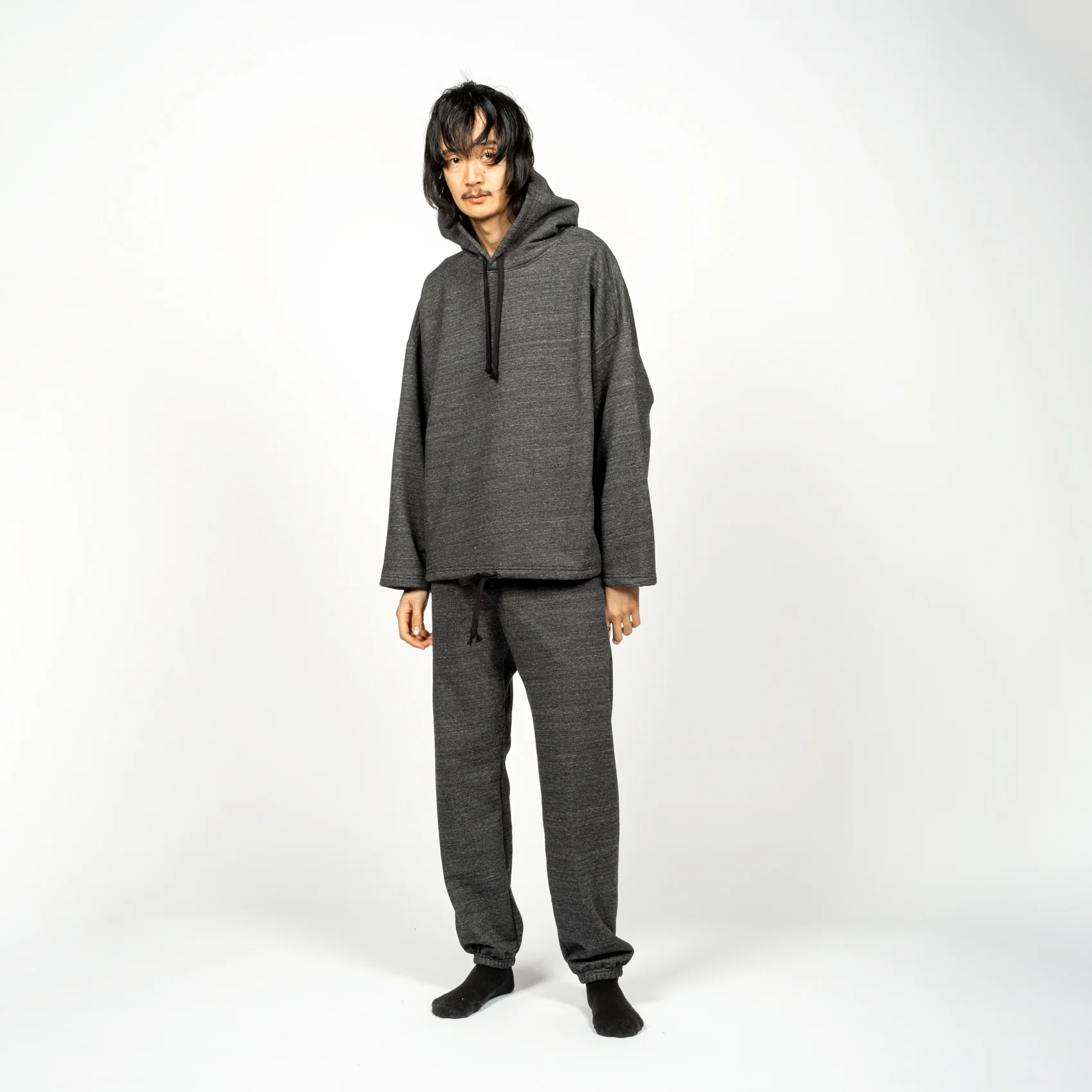 Unisex Poncho Hoodie - Charcoal - Image 5