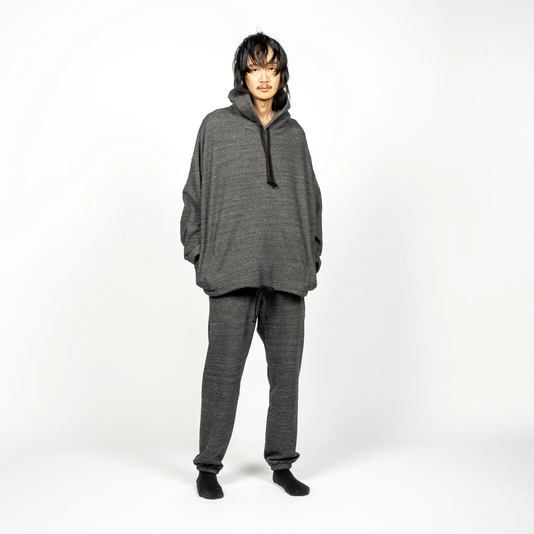 Unisex Poncho Hoodie - Charcoal - Image 6