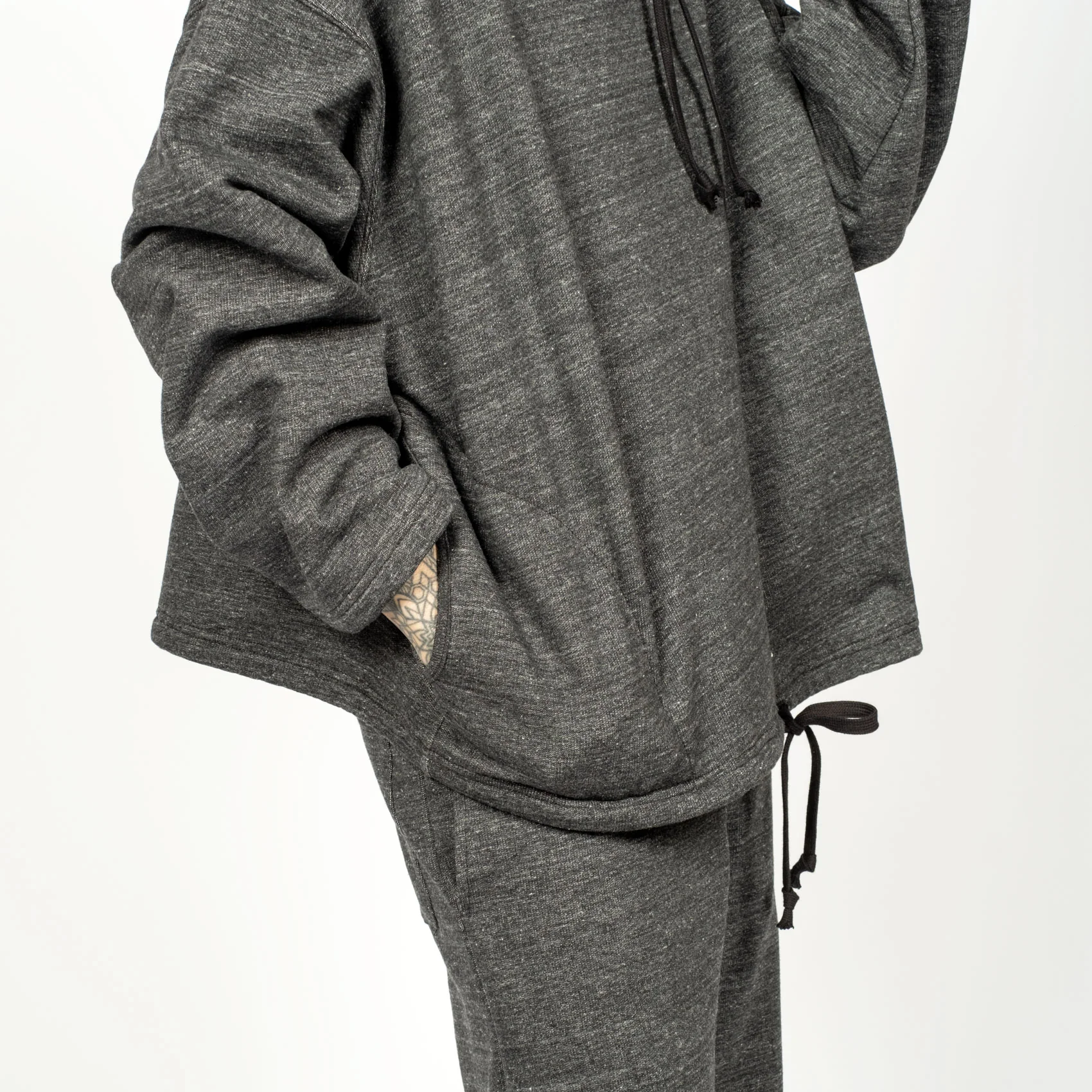 Unisex Poncho Hoodie - Charcoal - Image 7